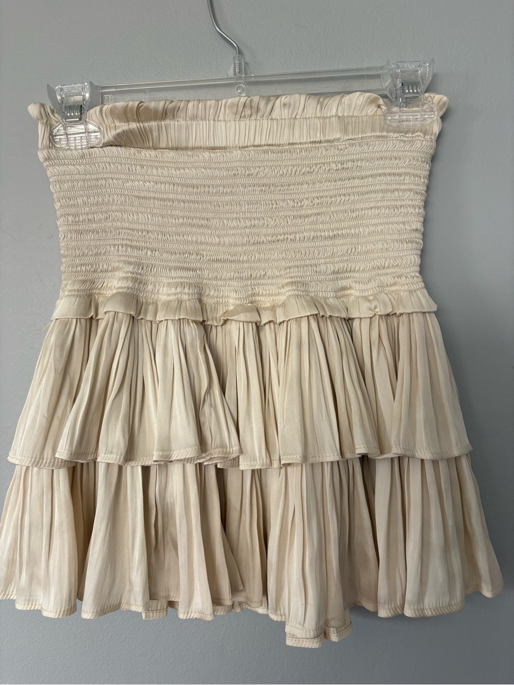 Smocked Tiered Mini Skirt in Cream